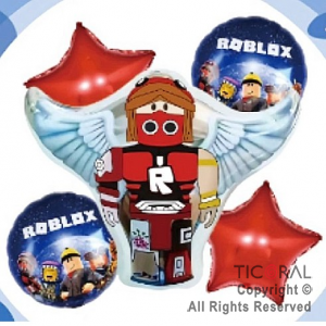 SET DE GLOBOS METALIZADO ROBLOX 5 UNIDADES X 1